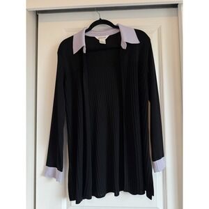 Exclusively Misook Woman's Open Front Cardigan Sweater Long Sleeve Large Long